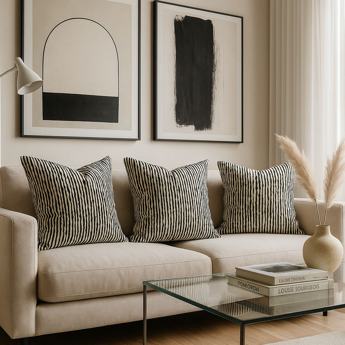 ARMONIA - Set 3 Fundas Decorativas Chenille Negra 45x45cm 785