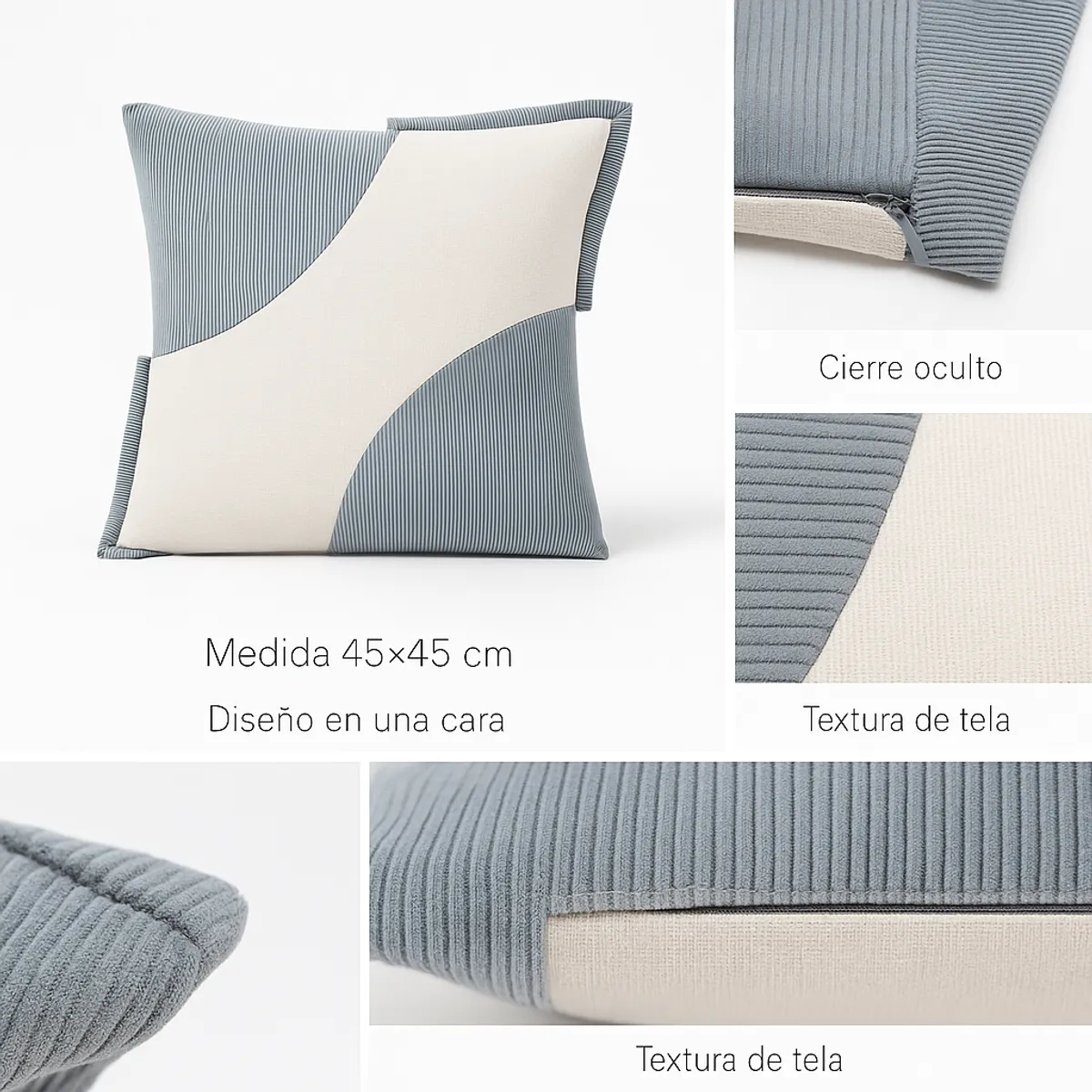 ARMONIA - Juego 3 Fundas Verde Bicolor 45x45cm Estilo Felpa 686