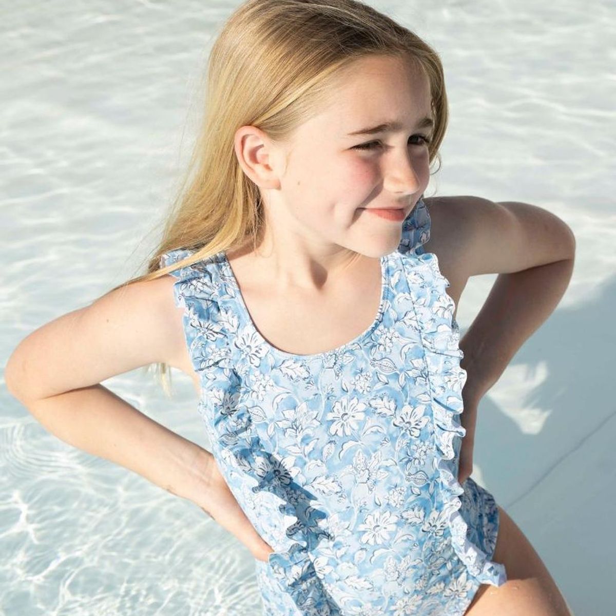 WAPPY TIENDA - TRAJE DE BAÑO KIDS RUFFLE SS26 CELESTE