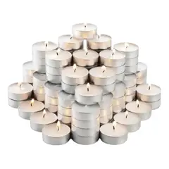 OKAY - Pack 100 Velas Tealight Sin Aroma Con Portavela Aluminio 4h