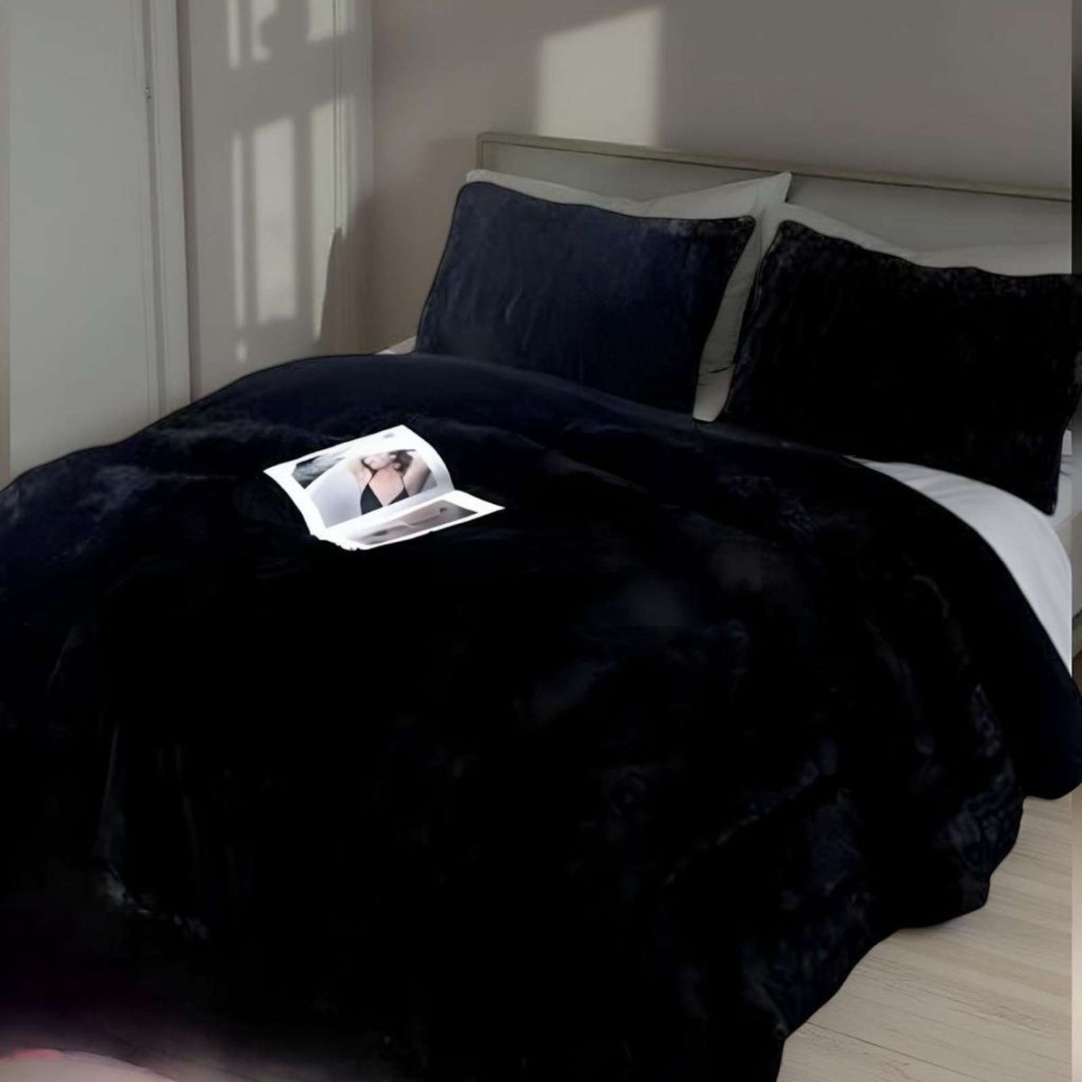 GENERICO - COBERTOR ELEGANTE CHIPORRO UNICOLOR PELUDO DE INVIERNO PLAZA Y MEDIA S59