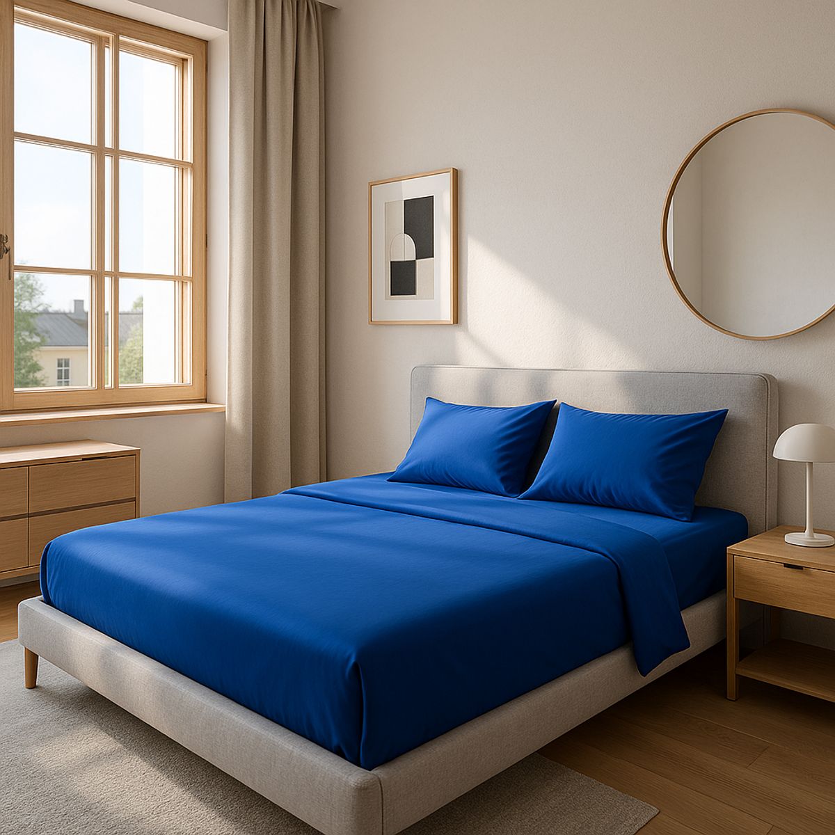 ARMONIA - Juego Sábanas Azul Rey 800 Hilos para 15 Plazas