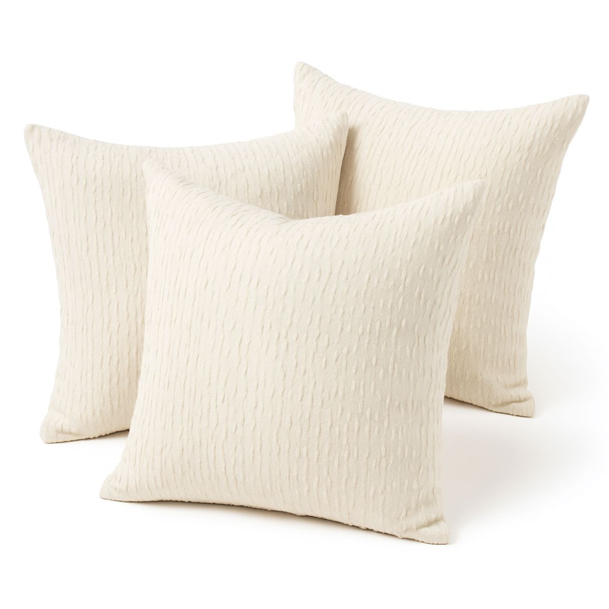 ARMONIA - Pack 3 Fundas Cojín 45x45cm Chenille Blanco 785