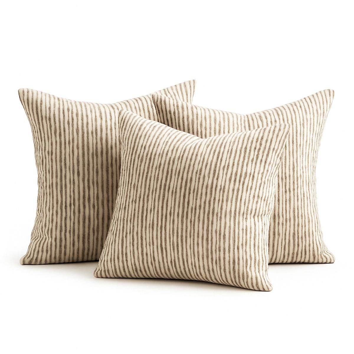 ARMONIA - Pack 3 Fundas Decorativas Chenille Marrón 45x45cm Elegante 785