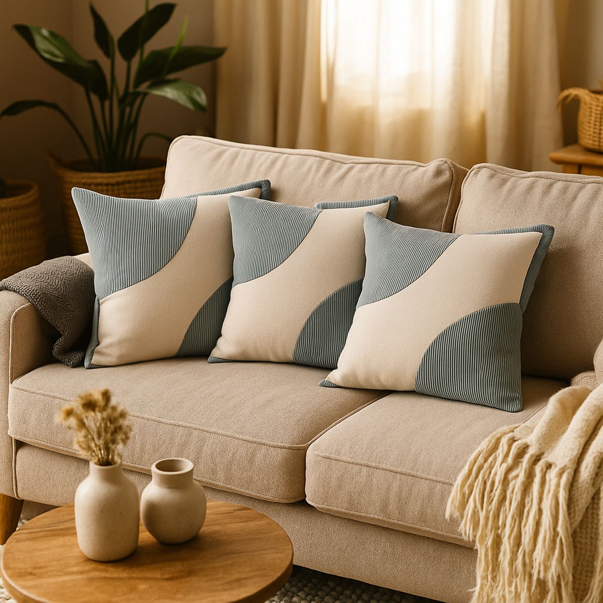 ARMONIA - Pack 3 Fundas Felpa Verde Bicolor 45x45cm Suave 686