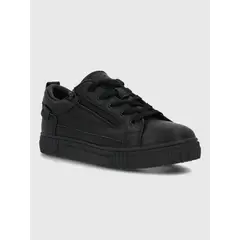 HUSH PUPPIES - Zapatilla Escolar Cuero Niño Akita Negro