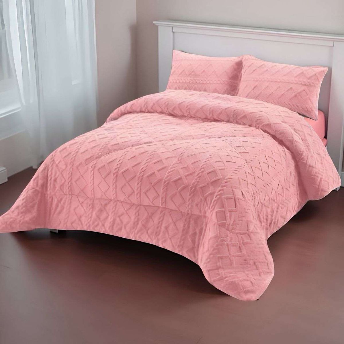 GENERICO - COBERTOR DE INVIERNO TRENZADO CON CHIPORRO PLAZA Y MEDIA