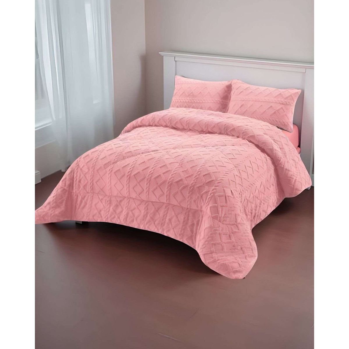 GENERICO - COBERTOR DE INVIERNO TRENZADO CON CHIPORRO PLAZA Y MEDIA