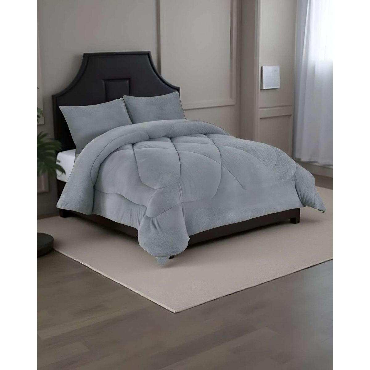 GENERICO - COBERTOR DE INVIERNO UNICOLOR PLUSH CON CHIPORRO PLAZA Y MEDIA S55