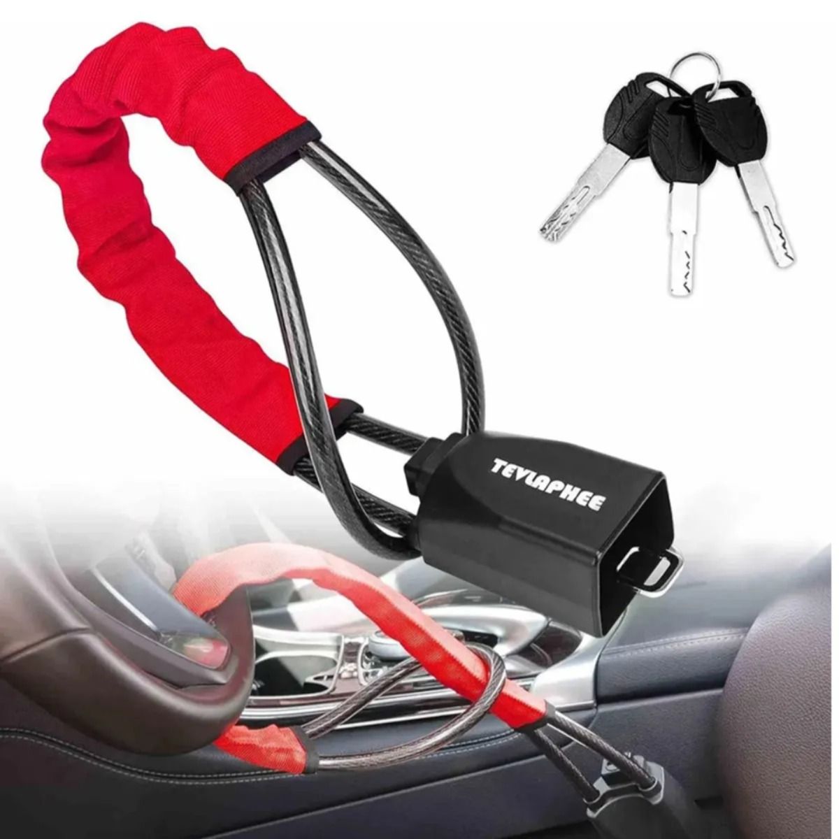 MOVI - Traba de Seguridad Anti-Robo Protege tu Auto del Volante al Cinturón