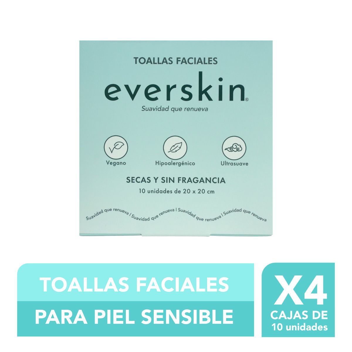 EVERSKIN - Pack 4 Toallas Faciales Premium 10 Unidades