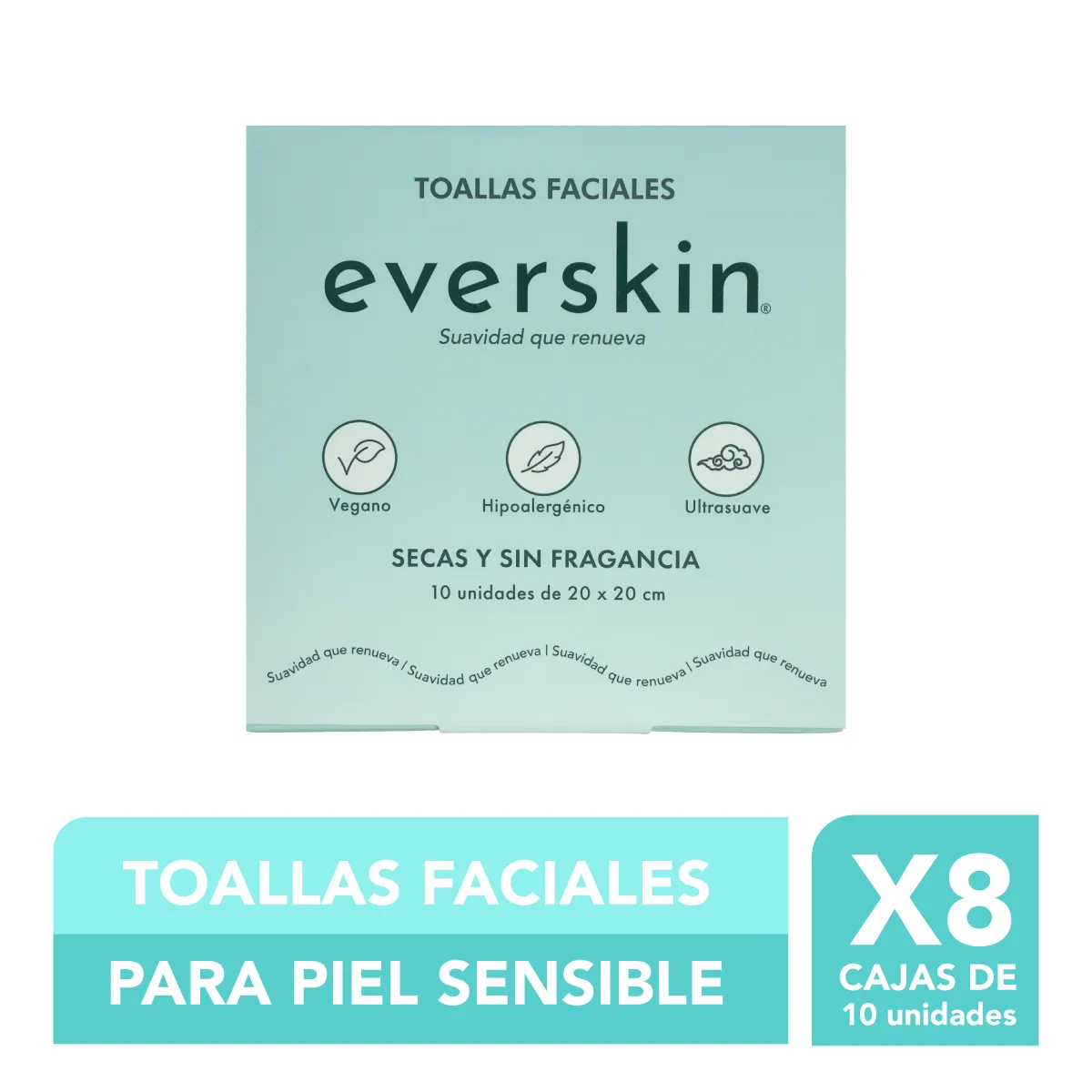 EVERSKIN - Pack 8 Toallas Faciales Premium 10 Unidades