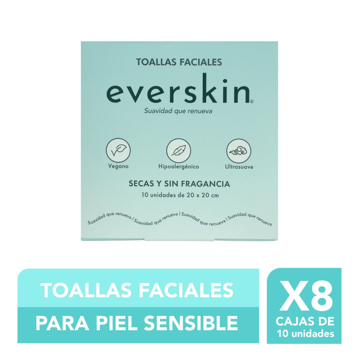 EVERSKIN - Pack 8 Toallas Faciales Premium 10 Unidades