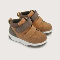 OPALINE - Zapatilla Alta Doble Velcro Camel Niño