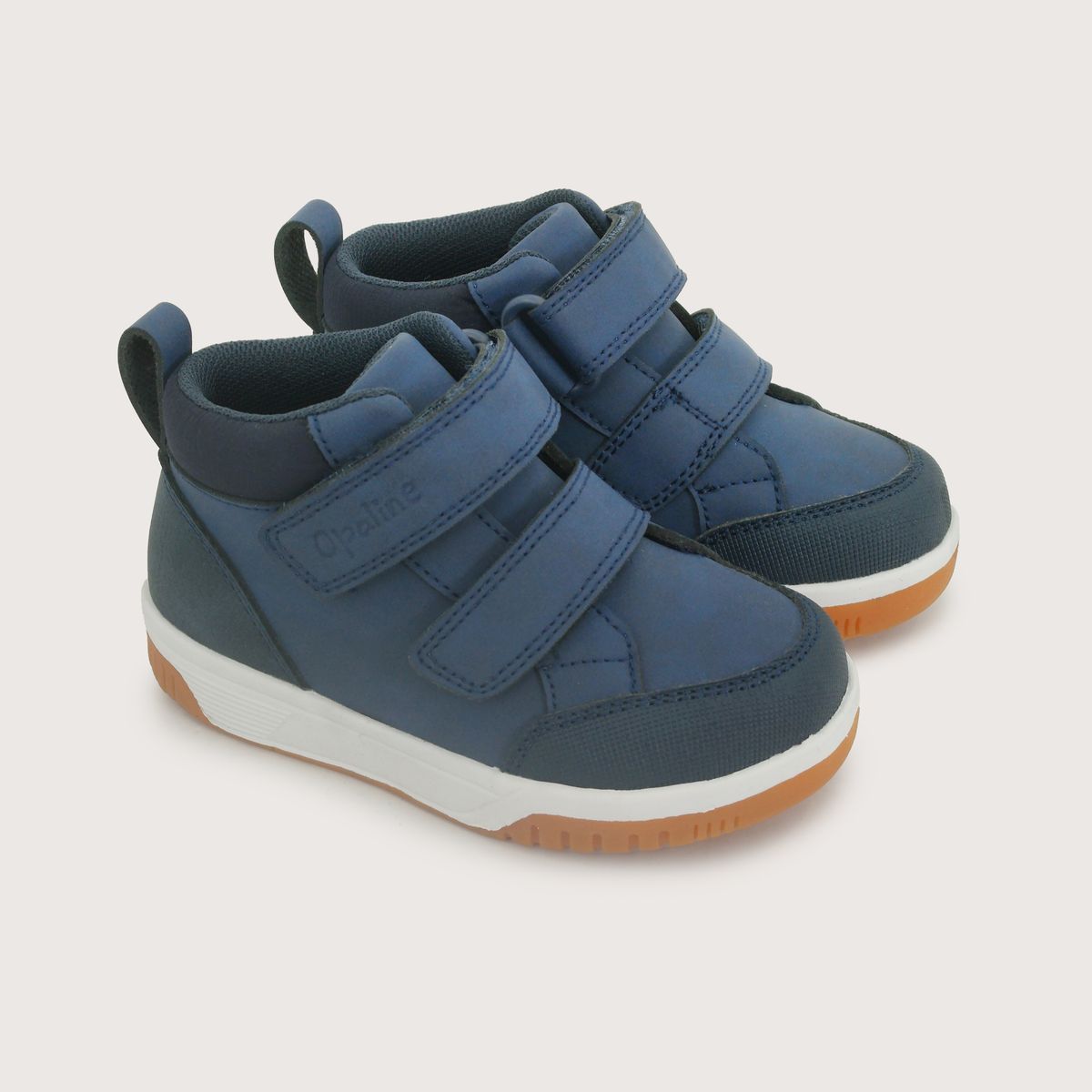 OPALINE - Zapatilla Alta Doble Velcro Azul Niño