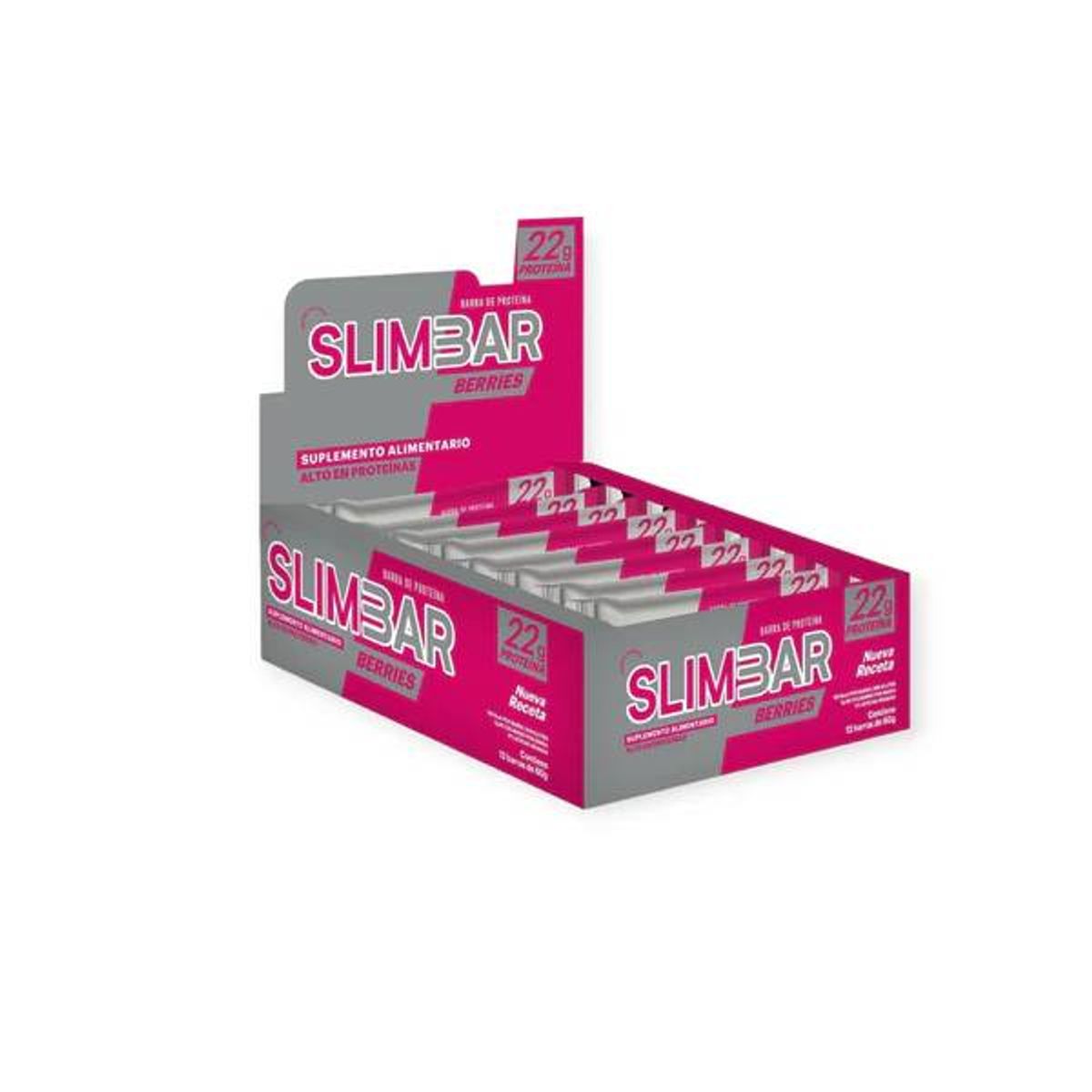 SLIMBAR - Display 12 Barritas de Proteína Slimbar 60g_ Berries