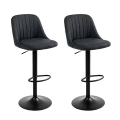 GLOBAL LATIN GROUP - Pack 2 Silla de Bar Moderna Regulable Asiento Tapizado y Base Metálica - Gris