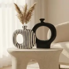SANTU HOME & DECO - Floreros Modernos de Cerámica Noir Loop
