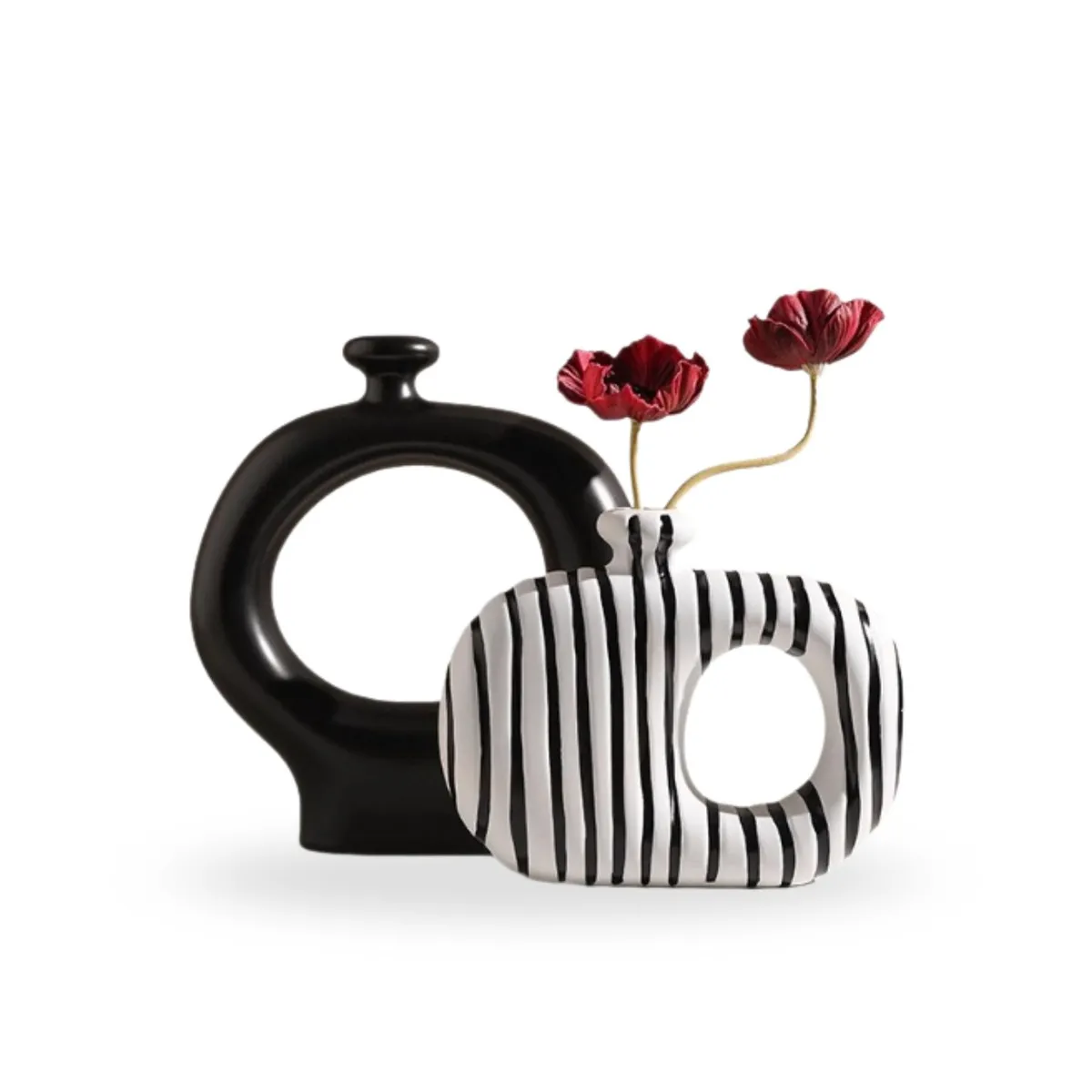 SANTU HOME & DECO - Floreros Modernos de Cerámica Noir Loop