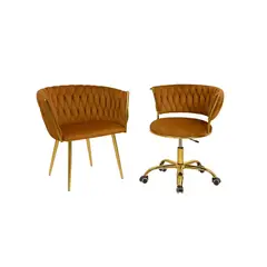 HABITA2 CHILE - Pack 2 sillas Queen Lite Manicurista base metal tapizado terciopelo