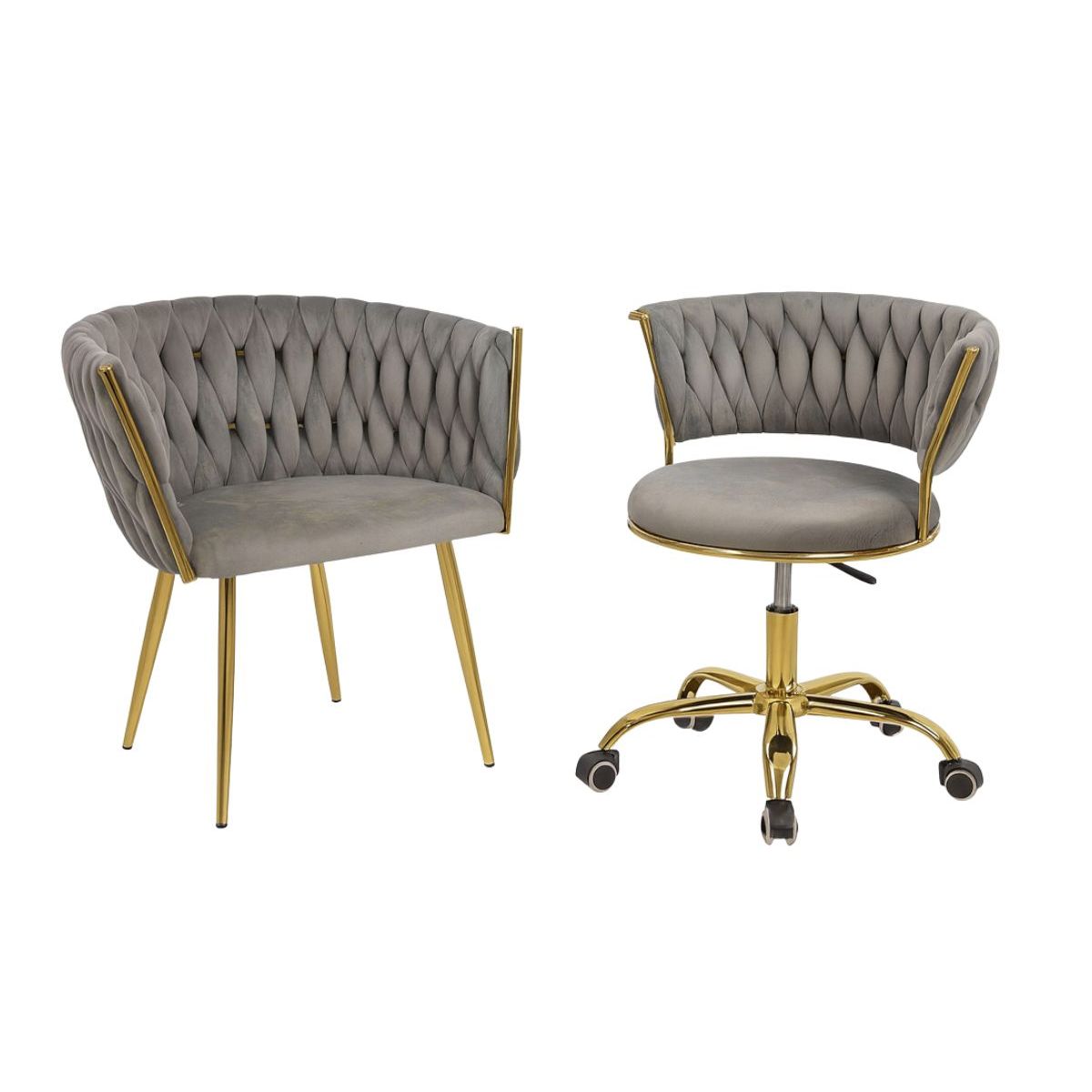 HABITA2 CHILE - Pack 2 sillas Queen Lite Manicurista base metal tapizado terciopelo