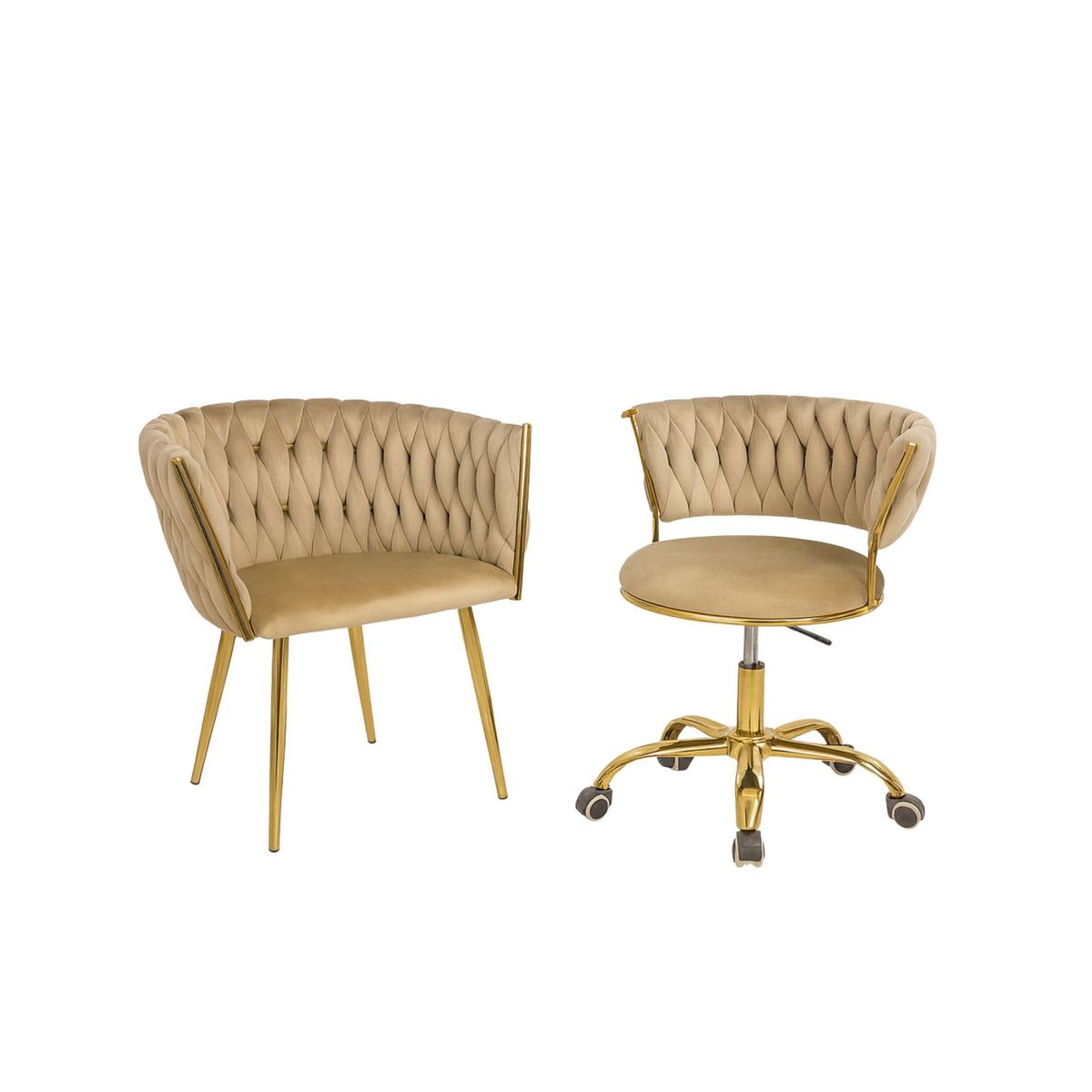 HABITA2 CHILE - Pack 2 sillas Queen Lite Manicurista base metal tapizado terciopelo