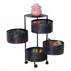 OKAY - Estante Giratorio Organizador Verdulero Frutero Metal 4 Piso Color Negro