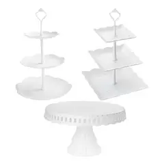 PASTELERIUSCL - Pack X3 Porta Cupcakes Redondo 3 Niveles Porta Cupcakes Cuadrado 3 Niveles Base De Torta 24cm