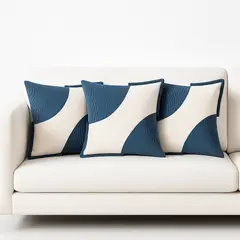 ARMONIA - Pack 3 Fundas Felpa Azul Bicolor 45x45cm Suave 686