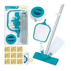 BESTWAY - Kit Limpia Piscina 5 Piezas + Test Strips + Parches
