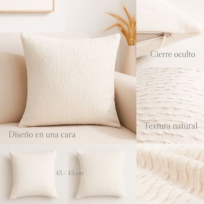 Imagen 2 del producto Set 3 Fundas Cojines 45x45 Chenille Blanco 785