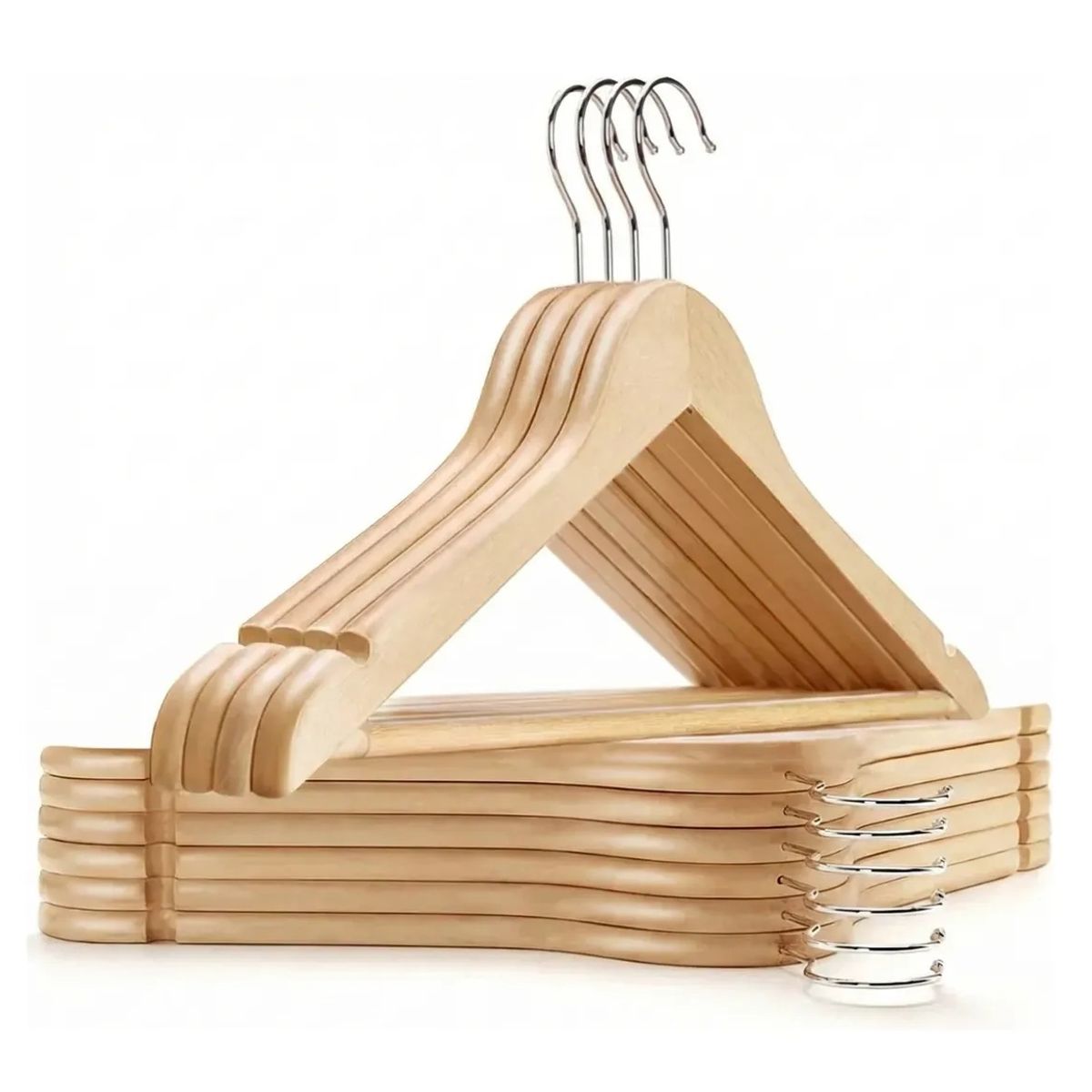 EOLAND - 100 Colgadores Ganchos Madera Para Ropa Organizador Clóset