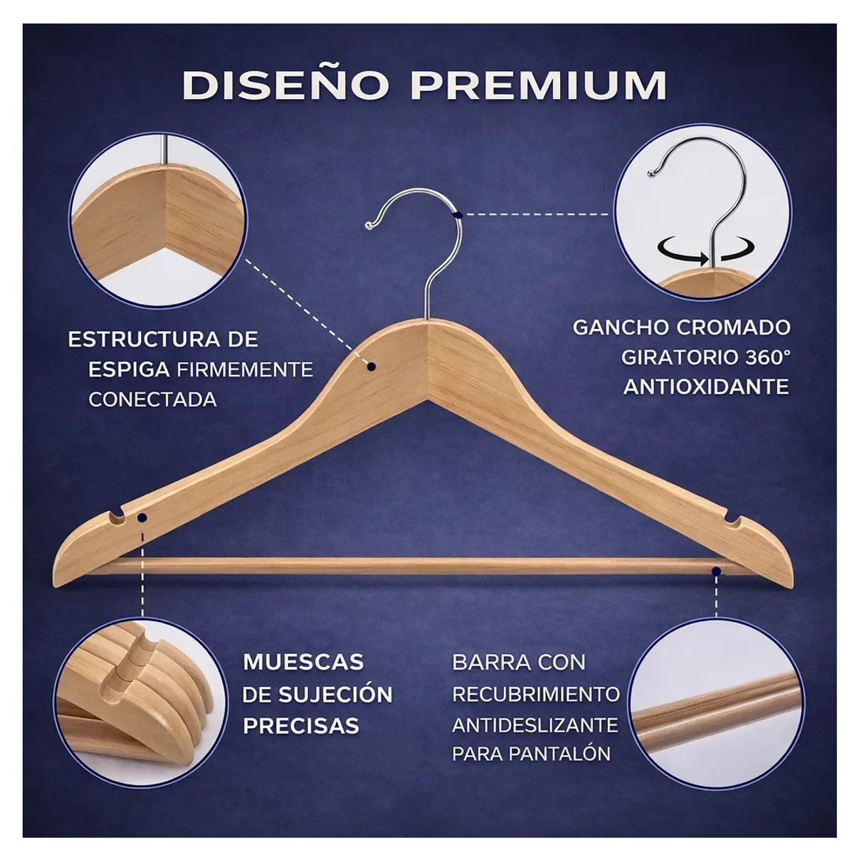 EOLAND - 100 Colgadores Ganchos Madera Para Ropa Organizador Clóset