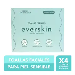 EVERSKIN - Pack 4 Toallas Faciales Premium 10 Unidades XL