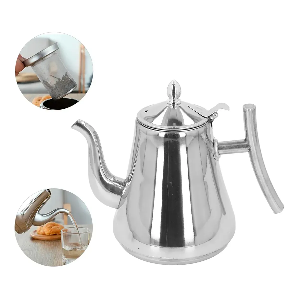 OFERTABKN - Tetera Infusor Acero Inoxidable Para Té Y Infusiones 1 Litro