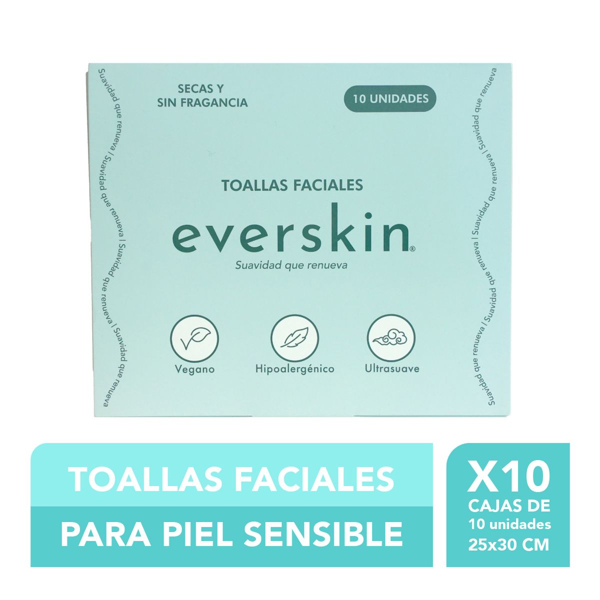 EVERSKIN - Pack 10 Toallas Faciales Premium 10 Unidades XL