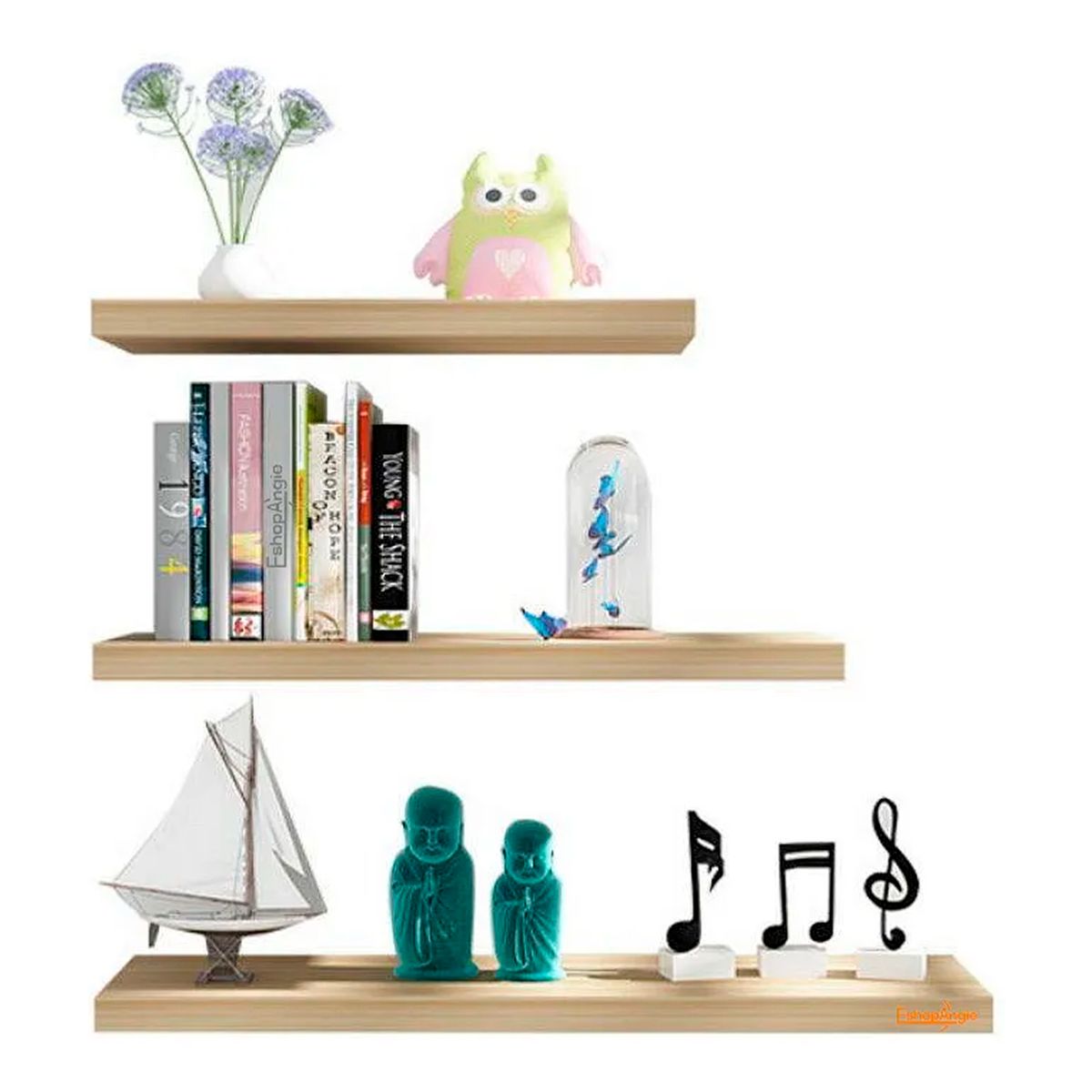 OFERTABKN - Repisas Estantes Flotantes Minimalista De Madera 3 Niveles Roble