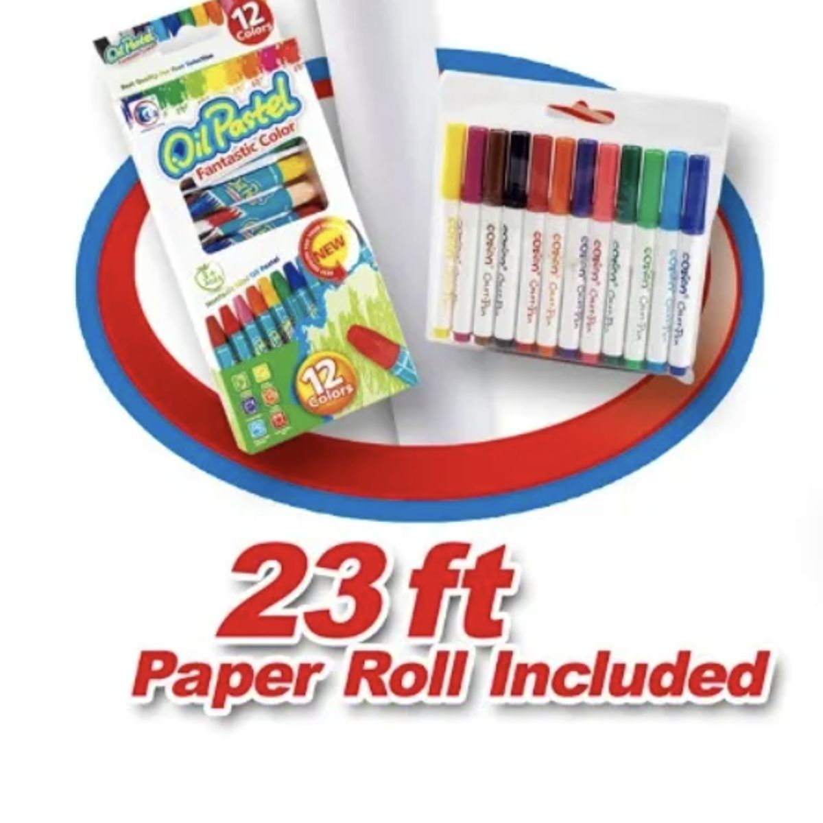 OKAY - Mesa Pizarra Para Niños - Con 24 Lápiz De Color Y Papel Color Azul Con Rojo