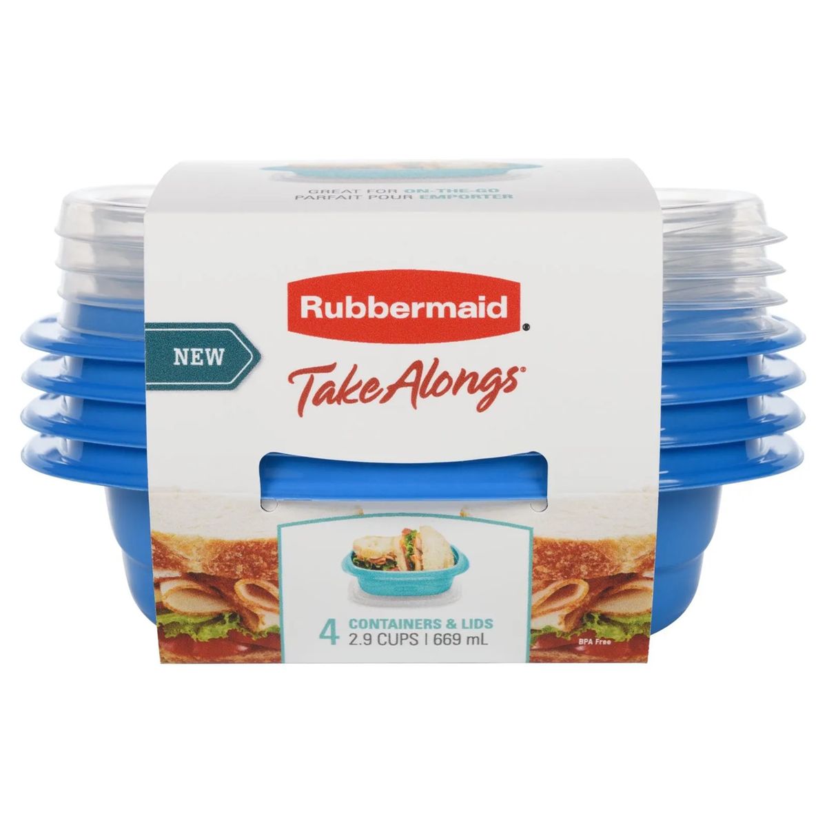 RUBBERMAID - Rubbermaid Set 4 Contenedores Azul 669 Ml Herméticos