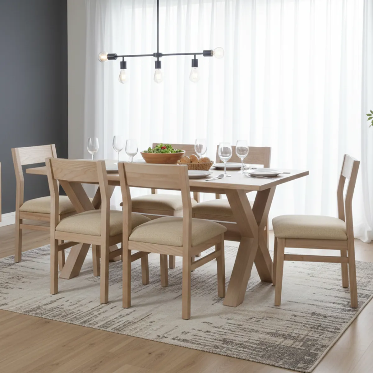 MUEBLES NATIVA - Comedor Cruz 6 sillas Vendetta Beige
