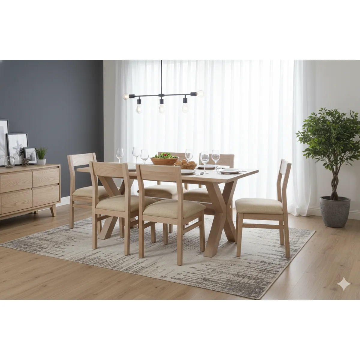 MUEBLES NATIVA - Comedor Cruz 6 sillas Vendetta Beige