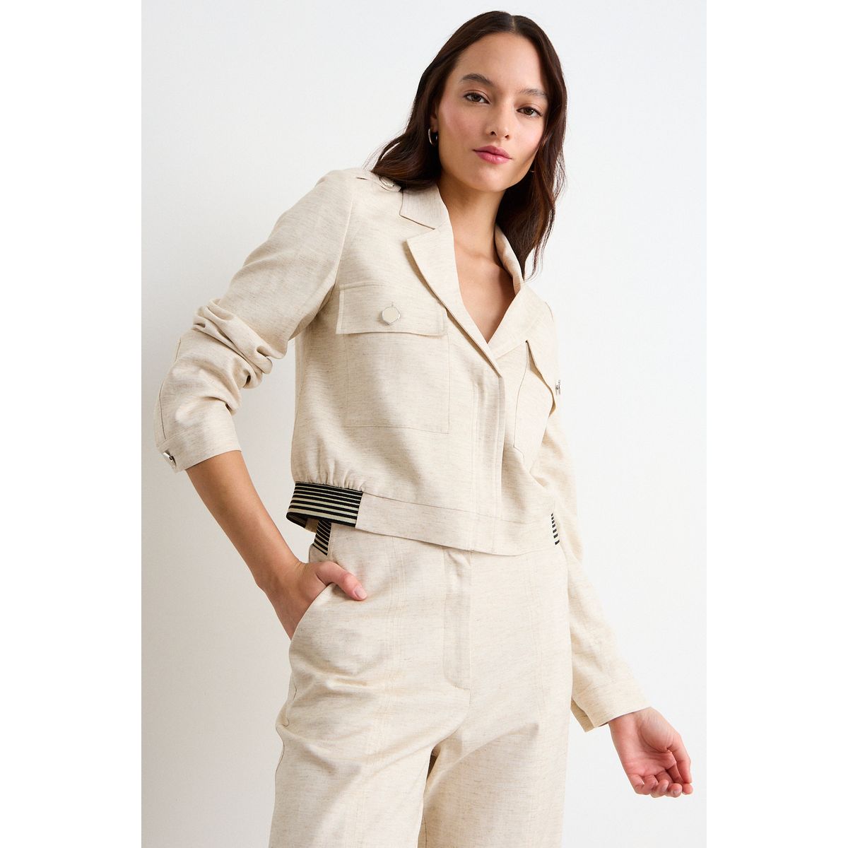 IO - Casaca Lisa Mujer Beige Io