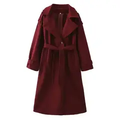 DANK - Abrigo Mujer extralargo burdeo