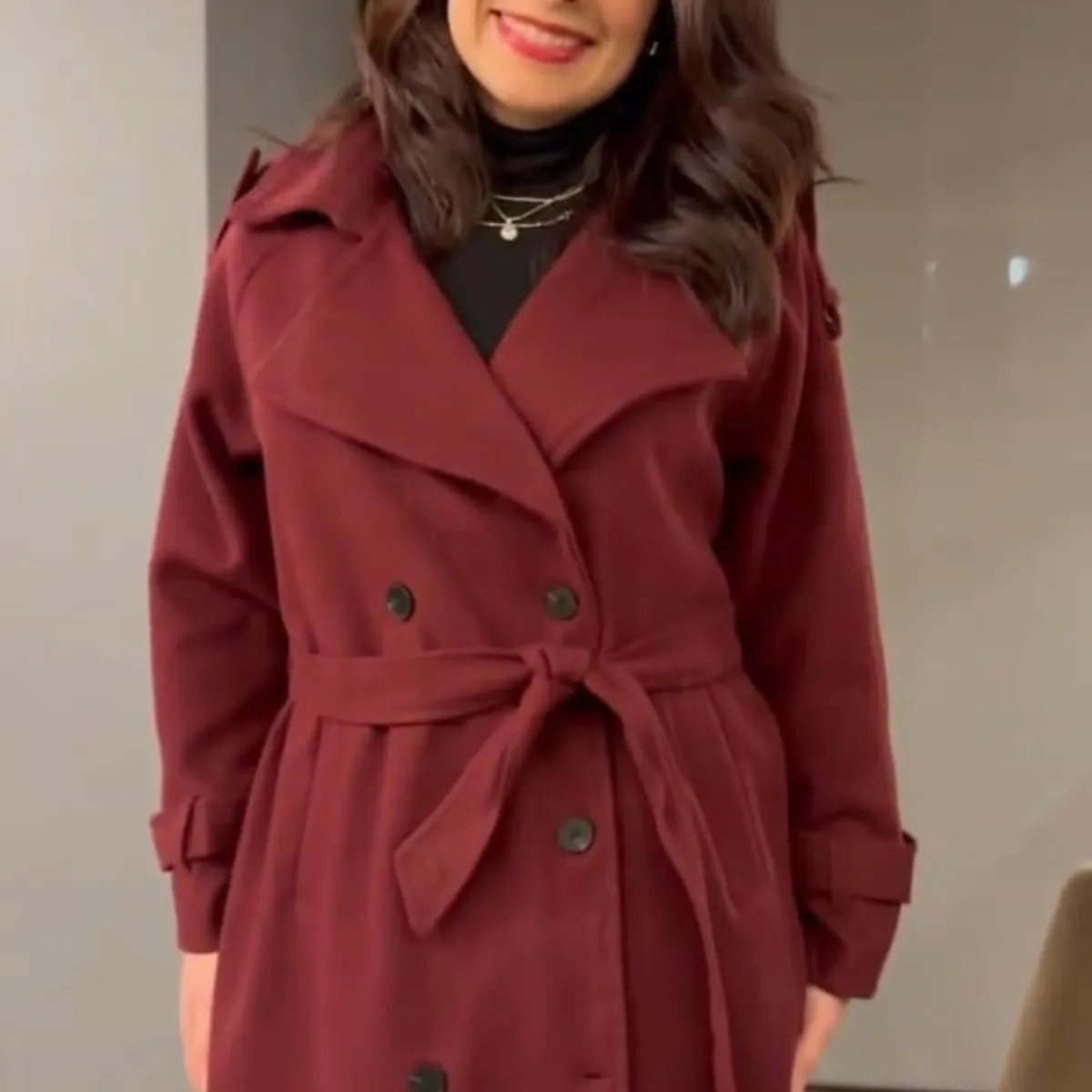 DANK - Abrigo Mujer extralargo burdeo