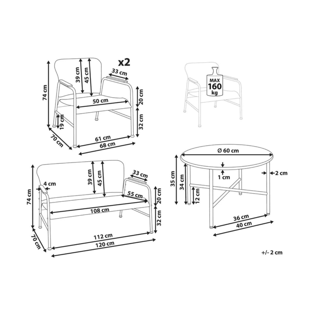 GENERICO - Juego terraza living 4 personas beige
