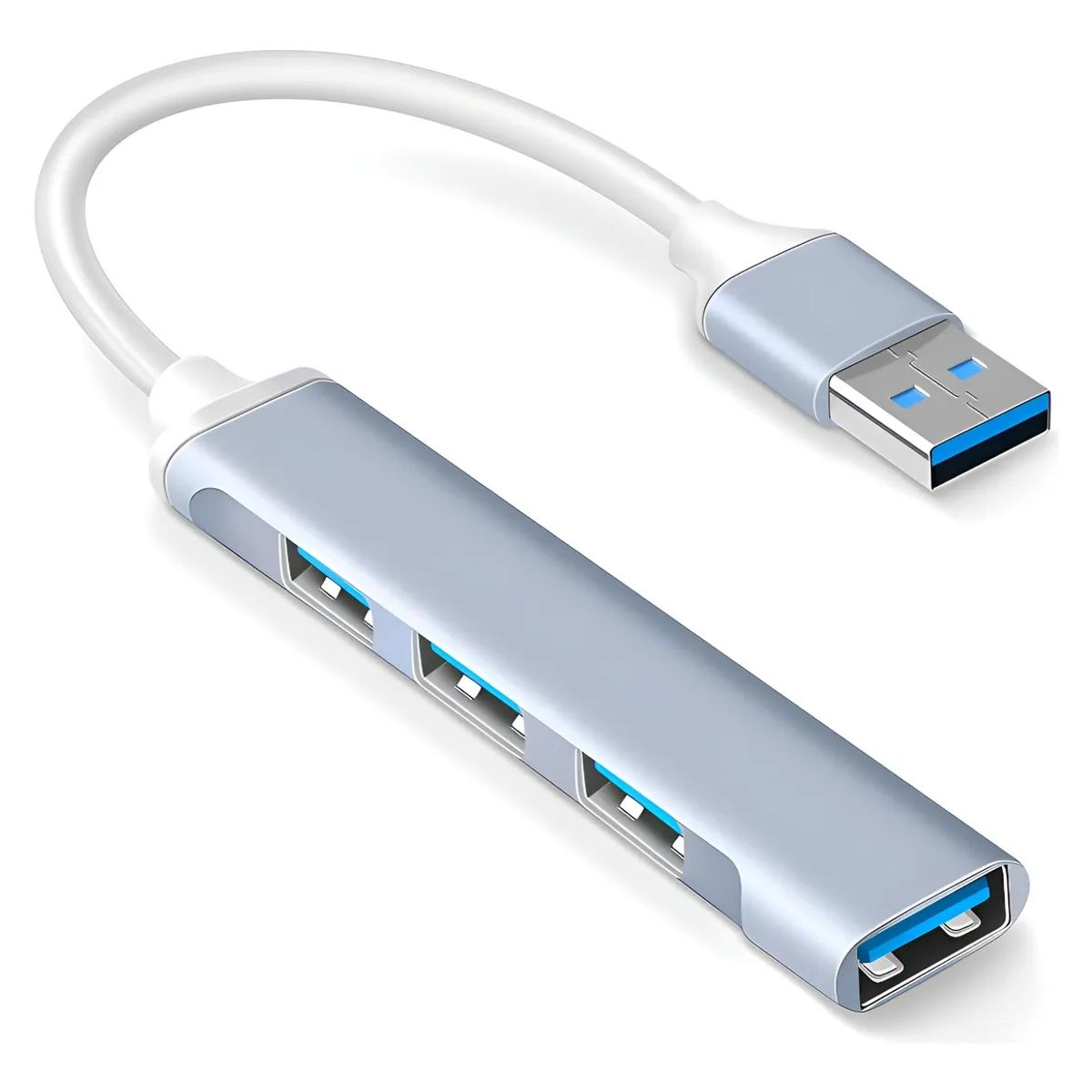 GENERICO - Adaptador Hub USB 3.0 4 Puertos Ultra Slim - Conector USB-a Gris