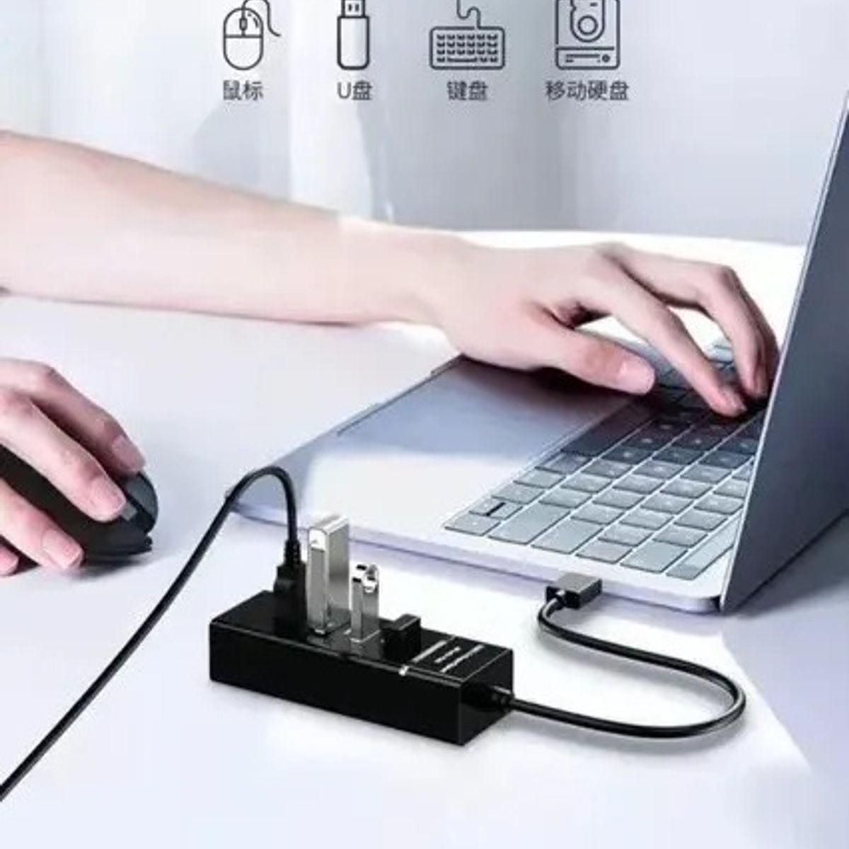 GENERICO - Hub Usb 3.0 4 Puertos Con Indicador Led Alta Velocidad D