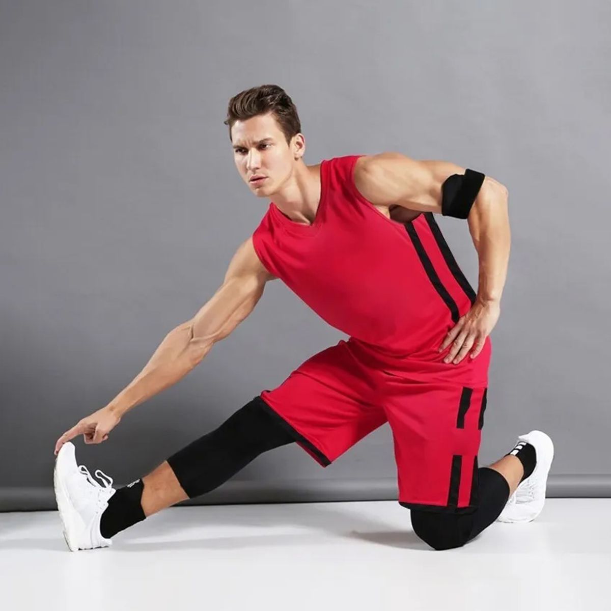 SDFIT - Uniforme de Basketball Unisex Diseño 206580 / (Rojo / Negro) Talla XL…