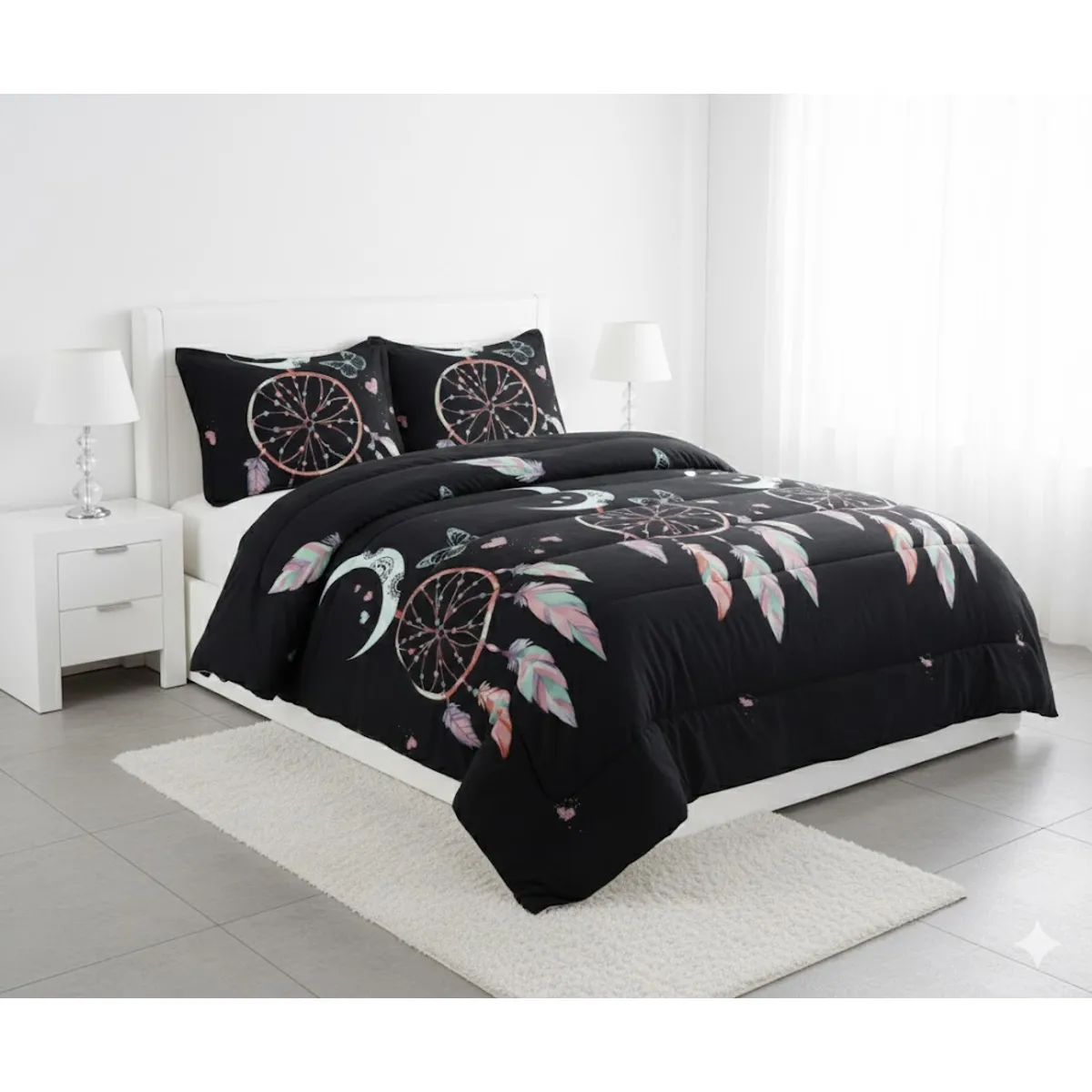GENERICO - PLUMON COBERTOR PLUSH CON CHIPORRO 2 PLAZA NEGRO ATRAPA SUEÑO TF