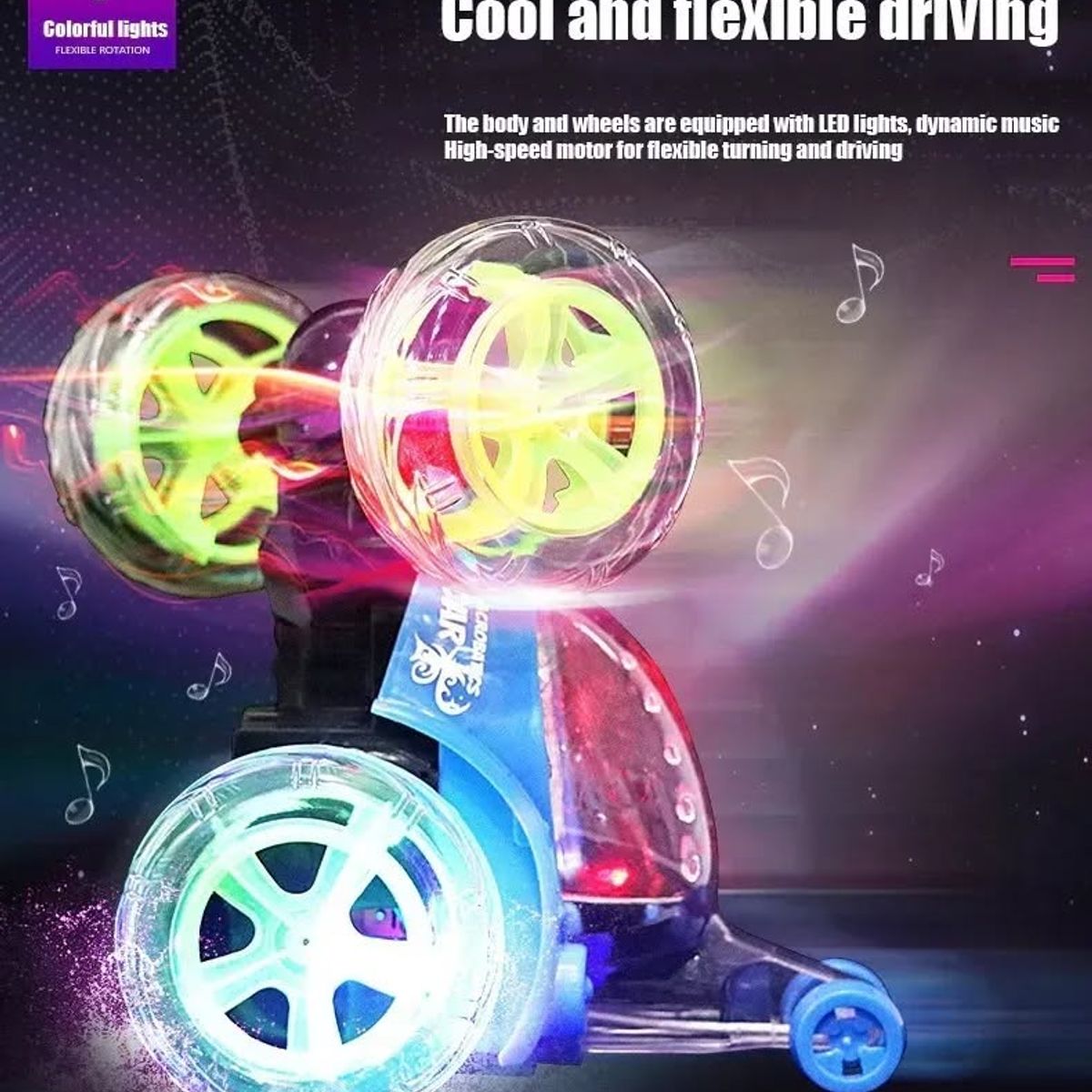 GENERICO - Auto loco con control remoto con luces y sonido 360 acrobacia